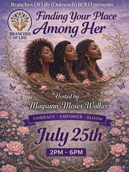 Finding Your Place Among Her event flyer