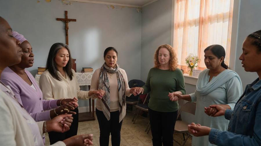 Women gathered for prayer and restorative support